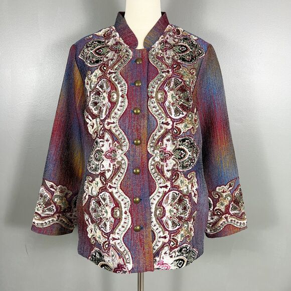NWT Soft Surroundings Maija Embroidered Jacket XL 18 Velvet Bead Boho Maximalist - Picture 1 of 9